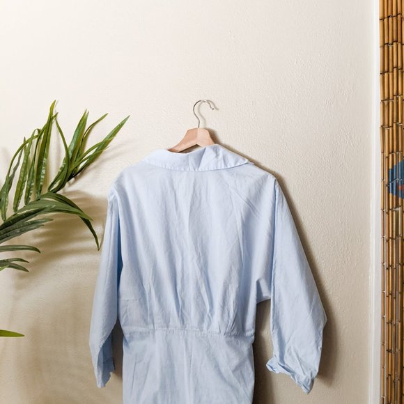 Monday Muse Light Blue Cotton Wrap Shirtdress Size Small - Picture 9 of 10
